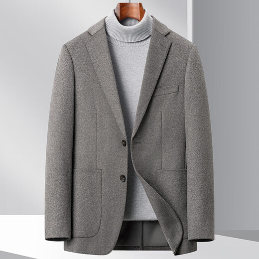 Goldlion 2025 autumn and winter wool suit men's new casual suit wool men's woolen autumn woolen cashmere jacket green gray green gray L 175