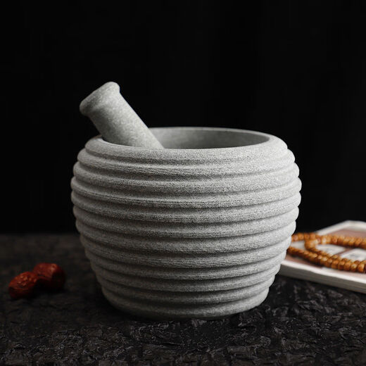 Sailotou natural bluestone household stone mortar garlic mortar garlic pounder jar grinder garlic stone mortar garlic peeler garlic press new medium size 16 anti-slip deepening