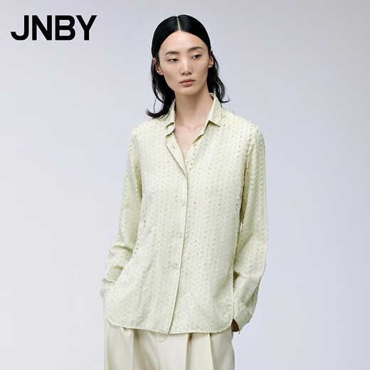 Jiangnan Buyi (JNBY) shopping mall same style 23 autumn new shirt lapel long sleeve 5N8211930 058/green gray white M