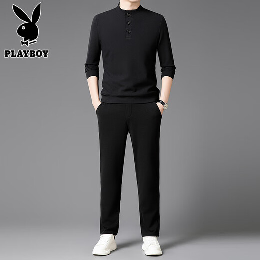 Playboy (PLAYBOY) brand men's Henry collar sweater spring thin inner base suit sweater with wool cashmere long-sleeved T light rice coffee M recommended 120Jin Jin is equal to less than 0.5 kg