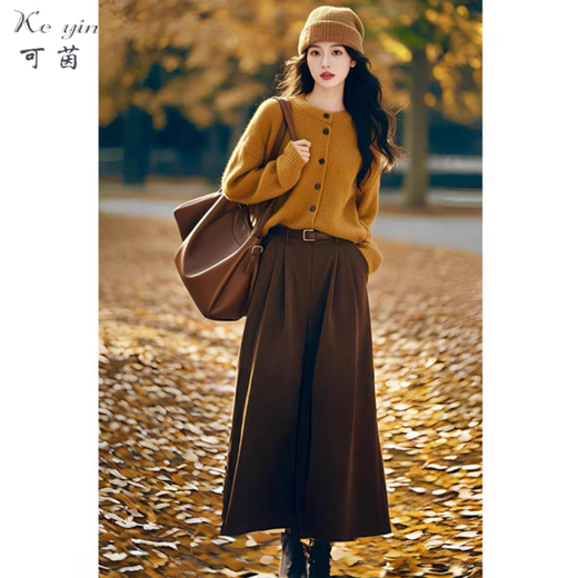Keyin autumn and winter dress women's suit 2025 new Korean fashion wear knitted sweater skirt women's sweater + skirt XL