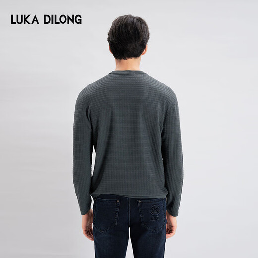 Luca Dillon contains golden wool, soft wool, elastic and antibacterial business long-sleeved men's wool sweater, round neck T-shirt, dark gray S 46