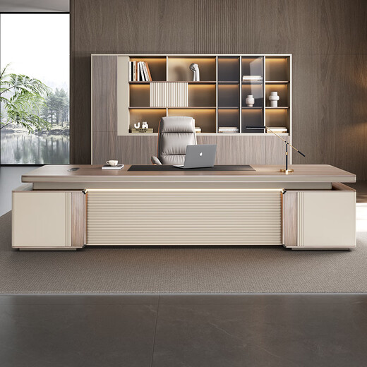Mudini boss desk president office desk and chair combination simple modern manager executive light luxury high-end manager executive desk 1.8 meters boss table long style/single cabinet