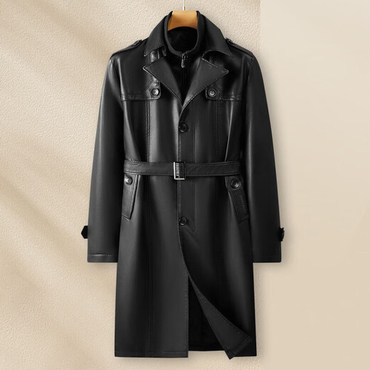 Montagut Removable Liner Montagut Special Autumn and Winter Men's Warm Long Leather Jacket 364366001SX Black M 48 170/88A Brand Clearance Broken Code