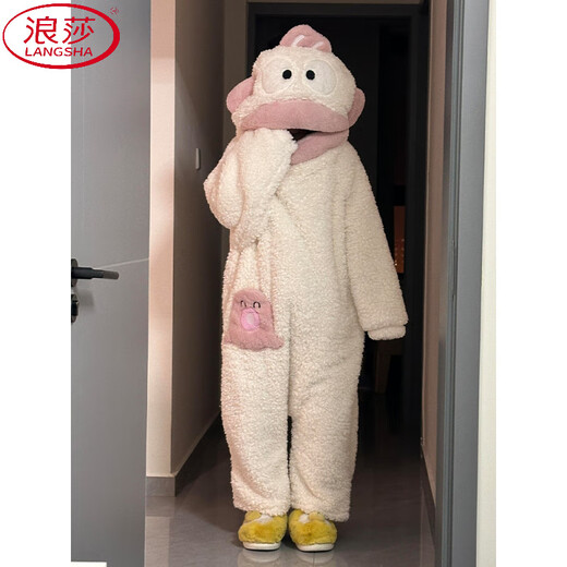 LangSha Ugly Fish Children's Pajamas Women's Winter Coral Velvet Thickened One-piece Boys and Girls One-piece Abstract Funny Home Clothes JD315 White Clown Fish One-piece Pajamas + Shoes 3XL 150Jin Jin is equal to 0.5kg -165Jin Jin is equal to 0.5kg