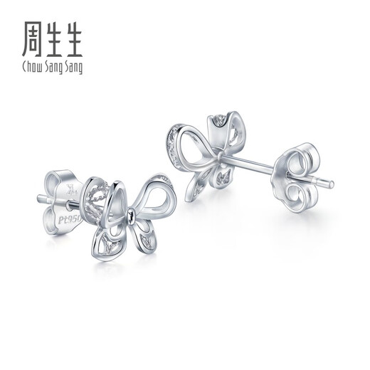 Chow Sang Sang Pt950 platinum bow earrings pair 91475E pricing