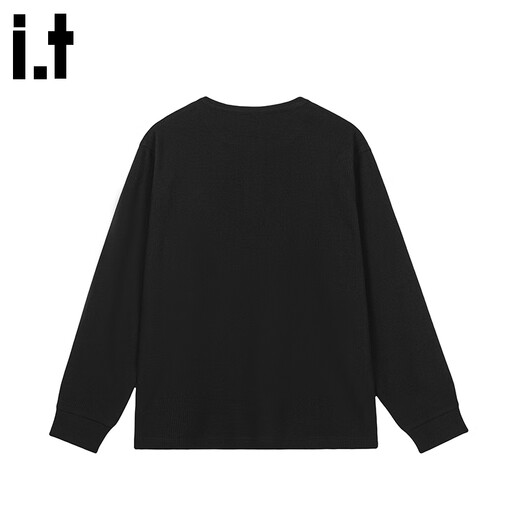 CHOCOOLATE it waffle long-sleeved top men's 2025 autumn black versatile casual pullover henley shirt black 3XL recommended 170Jin Jin equals 0.5kg -190Jin Jin equals 0.5kg