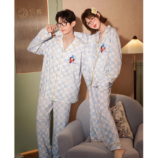 Gongdie Light and Soft Disney Mickey Modal Cotton Couple Pajamas Women's Long Sleeve Spring and Autumn Men's Suit