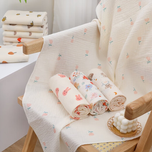 Summer double-layer gauze mother and baby blanket, newborn wrap, kindergarten nap blanket, stroller quilt, shawl blanket, pink rabbit, summer must-have | pure cotton thin 80*80