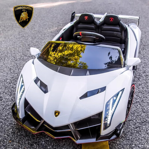 Hoyos German high-end Lamborghini children's electric car four-wheel car with remote control for boys and girls, baby can sit on it, four-wheel drive black - lithium battery scissor door + remote control + plastic