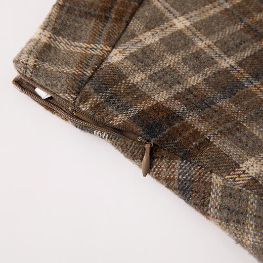 Xiangying Retro Plaid Woolen Skirt Women's 2025 Winter New Style Wool High Waist Slim Brown Medium Long Skirt Brown M 160/84A/95-110Jin Jin is equal to 0.5 kg
