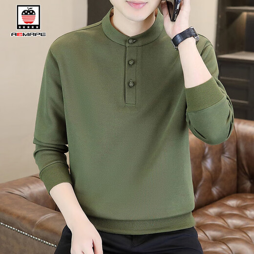AEMAPE/American Apple Men's Sweater Spring and Autumn New Henley Collar Loose Casual Tops with Bottoming Shirts for Men White XL