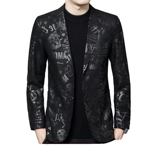 利郎冬季新款男士真皮可拆卸西装中青年商务外套休闲皮衣西服 黑色7013亮老虎 4XL 190(建议170-185斤)