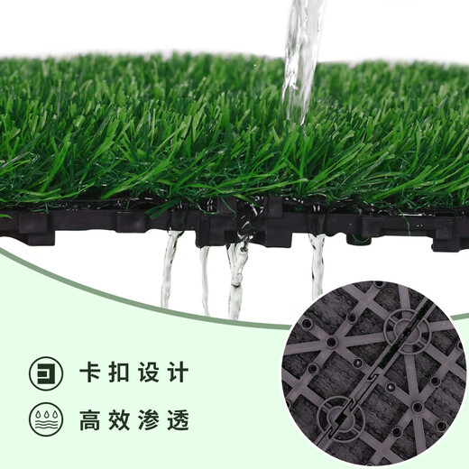 Qingya artificial lawn new suspended splicable artificial plastic floor fake turf terrace balcony outdoor bedding decoration plastic wood striped floor-mahogany color