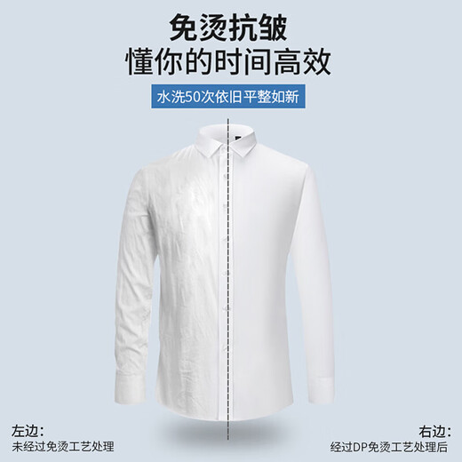 【DP成衣免烫】200支四股4级抗皱纯棉贝壳扣长袖衬衫男商务正装 1200-5白色 DP免烫衬衫 42 建议150-165斤