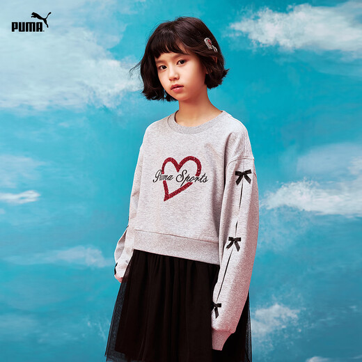 Puma (PUMA) Puma official new style children's clothing knitted dress sports casual style fashionable and sweet medium gray 00502 160