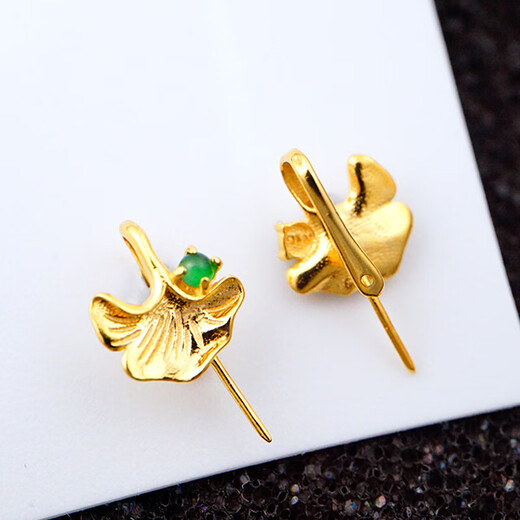 Keshan pure 18k gold buckle jade top bead pendant clip buckle does not fade bean leaves universal au750 K1K yellow (small buckle)