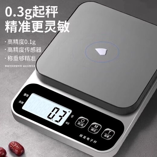 JCZS German brand kitchen special electronic scale new small precise electronic weighing scale high-precision baking weighing device upgraded and thickened battery model/(tray + four large 5kg 0.5g