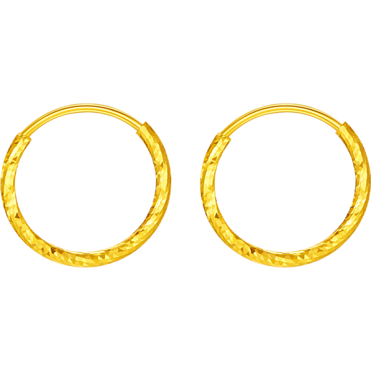 Laomiao gold earrings boutique 5G shiny twill aperture solid gold earrings as a birthday gift for girlfriend and wife, about 0.9g