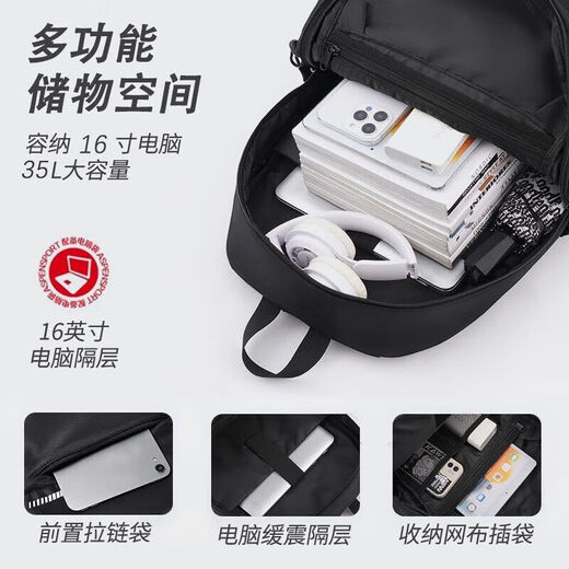 
Warrior backpack for men's commuting lightweight computer bag large capacity business trip backpack water-proof travel college student schoolbag black
