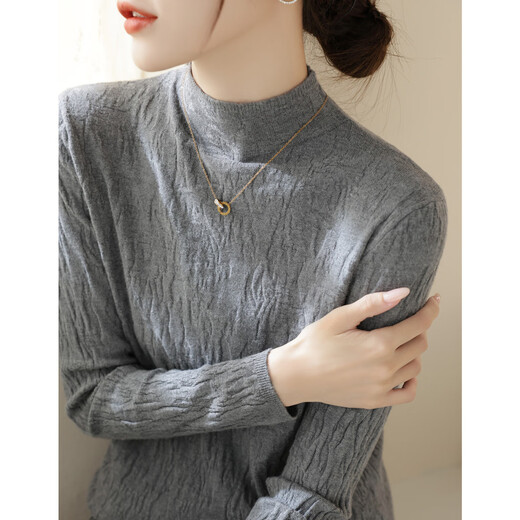Yu Zhaolin (YUZHAOLIN) soft and waxy half-high collar knitted bottoming shirt with texture for women in autumn and winter new style with high-end western style slim sweater black