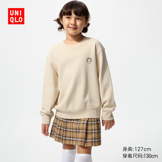 Uniqlo children's clothing for boys and girls parent-child UT Pokémon sweatshirt long-sleeved Pokémon Eevee style 481259 30 light beige 150