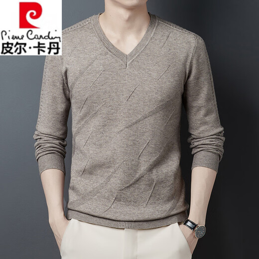 Pierre Cardin high-end knitted sweaters for men 2026 autumn new trendy inner V-neck sweater casual bottoming men's wear K11 black XL 175/52 recommended 140-155Jin Jin equals 0.5 kg