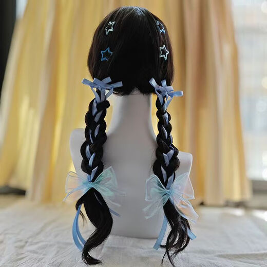 Shui Yunmiao Bow Ribbon Hair Clip Star Hair Accessories Set Braided Ribbon Concert Support Color Music Festival Hair Clip Set Upgraded Blue Star Butterfly Hair Clip 6-piece Set