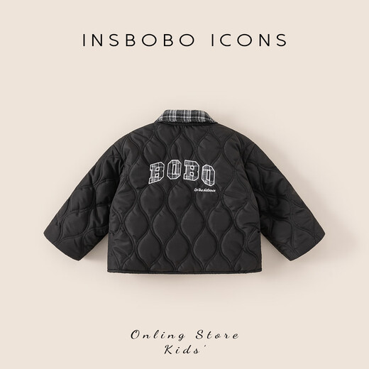 INSBOBO Children's Cotton Clothes 2025 New Boys' Thickened Winter Jackets Baby Fashionable Outing Autumn and Winter Cotton Jackets Black 120