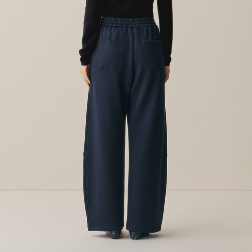 PEACEBIRD Shopping Mall Same Style 2025 Winter New Warm Velvet Scimitar Casual Pants Women A1GBF4327 Navy Blue S 155