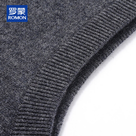ROMON 100% pure wool sweater men's thick vest round neck autumn and winter casual vest sleeveless waistcoat sweater for middle-aged and young people