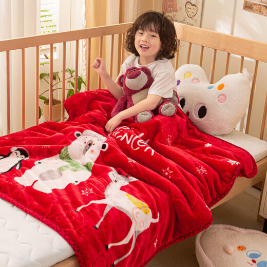 Double-layer thickened Raschel blanket, children's blanket, kindergarten lunch nap blanket, small blanket, office leggings and shawl blanket, Shiba Inu Paradise-Blue Gray Category A Maternal and Infant Grade 100*120cm Category A Children's Blanket