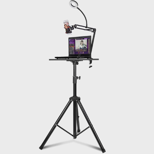 Duobolai mobile phone live broadcast bracket with fill light tray type liftable clip fast hand tray + mobile phone cantilever bracket