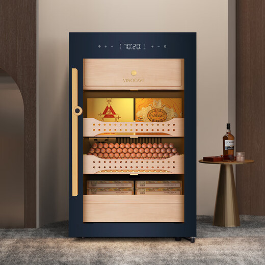 Vinocave cigar cabinet constant temperature and humidity humidification cabinet household smart frequency conversion precise temperature control humidity cedar wood shelf liner commercial office cigar display cabinet hot seller V2 frequency conversion + precise temperature and humidity control 113L