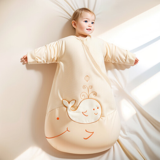 Smile baby sleeping bag autumn and winter cotton liner thickened in winter all-in-one pure cotton baby anti-kick quilt spring and autumn 100% cotton liner medium thickness 150g/80cm (suitable for 0-18 months and under 85cm)