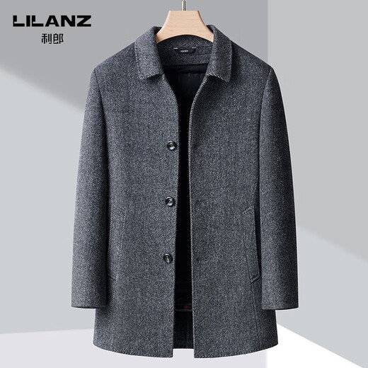 Lilan's new double-sided cashmere coat for men, medium-length woolen woolen coat, daddy high-end casual top, khaki L 175/size