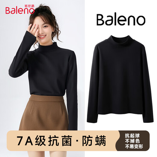 Baleno half turtleneck brushed thin velvet slim fit bottoming shirt for women 2025 autumn and winter new skin-friendly, comfortable and warm inner top