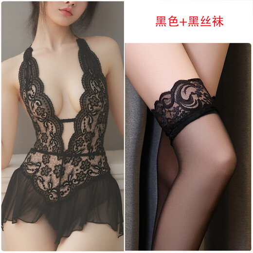 Manyan Sexo Rose de encaje Perspectiva de hilo Conjunto de mono sexy Canteras abiertas sin tentación coqueteo Puro deseo apretado Qqny Purple Single Tamaño
