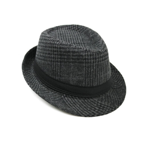 What a cool top hat for middle-aged and elderly men, high-end spring and autumn jazz hat, fashionable British plaid retro gentleman hat, plaid top hat, 2158 plaid top hat, black and gray, adult standard pier circumference 58cm