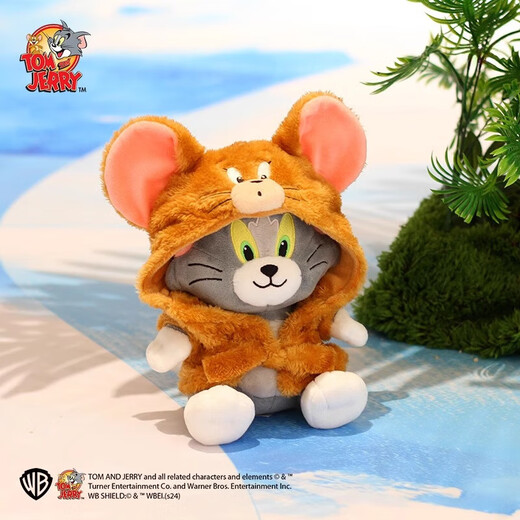 Tom and Jerry plush toy cute CP bathrobe Tom cat doll healing doll birthday gift plush toy for girls