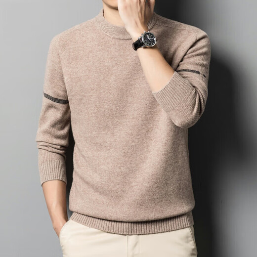 XJSGS official international brand luxury men's high-end 100% woolen sweater autumn and winter new casual round neck sweater high-end cirrus ready stock XL /115 recommended 135-155 Jin Jin equals 0.5 kg