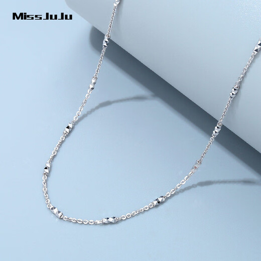 Miss JuJupt950 platinum necklace for women, platinum intercolumn O-shaped chain, diamond-shaped bamboo section with pendant plain chain, weight 3.3-3.5g, length 45cm, thickness about 1.3mm