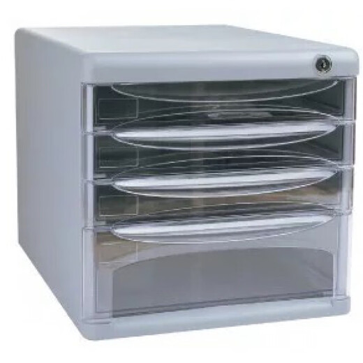 Deli/9795 Desktop -Dateischrank transparente Schubladen -Büro -Aufbewahrungskasten Plastik A4 mit Lock 4 -Schichten. 9794 Black Standard