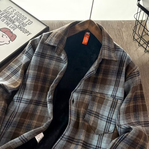 Boys' spring shirts 2026 new style children's handsome autumn versatile plaid long-sleeved shirts and jackets for middle-aged and older children trendy picture color plus velvet high quality heavyweight 130