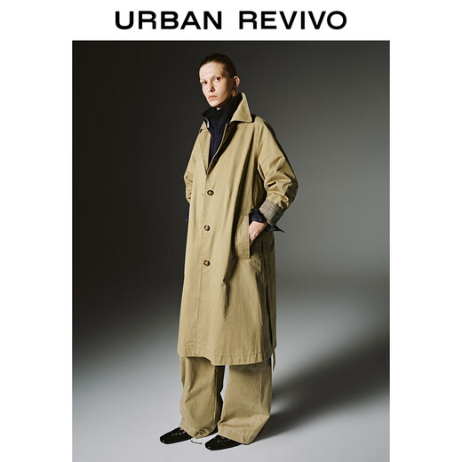 UR Zhong Chuxi's same style 2025 autumn new women's streamer style belt windbreaker jacket UWH150081 Khaki S