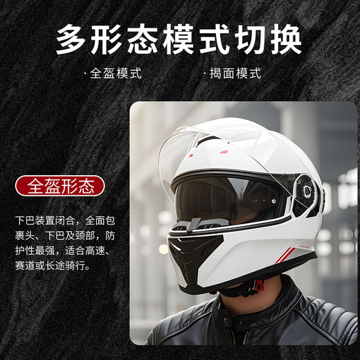 JHLONG URBANSTYLE HELMET motorcycle open-face helmet for men in winter, anti-freeze, warm and anti-fog, electric vehicle, all-season full-face helmet with Bluetooth headset, new national standard, Class A, graphite black, high-definition dual mirrors XXL (60-64 head circumference)