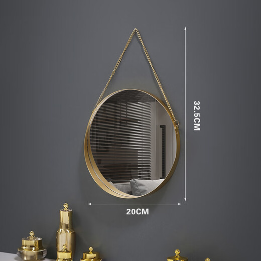 Nordic style iron round wall-mounted mirror bathroom bathroom dormitory mirror wall-mounted washbasin wall-mounted makeup mirror small wall-mounted round mirror gold