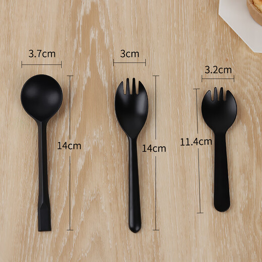 Qiao Bo Lai disposable spoon and fork individually packaged fruit scoop dessert ice powder burnt grass jelly ice cream cake spoon and fork plastic impulse model black 6000 pieces individually packaged