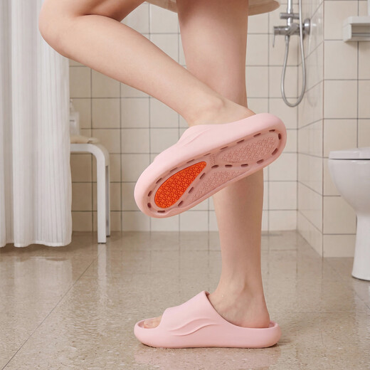 QYCKABY anti-slip slippers for women 2026 spring new thick-soled home bathroom bath leaking couple slippers for men pink non-slip bathroom style 38-39 regular size
