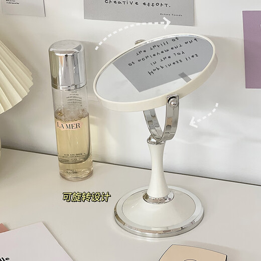 Cosmetic mirror, home desktop, table top, makeup table mirror, office bedroom cosmetic mirror, student dormitory magnification, pink shell 3-color lamp, 800 mAh, dual-use